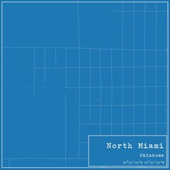 Blueprint US city map of North Miami, Oklahoma.