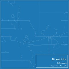 Blueprint US city map of Bromide, Oklahoma.