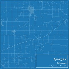 Blueprint US city map of Quapaw, Oklahoma.