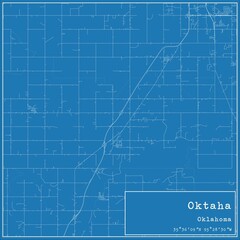 Blueprint US city map of Oktaha, Oklahoma.