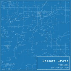 Blueprint US city map of Locust Grove, Oklahoma.