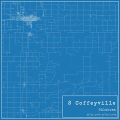 Blueprint US city map of S Coffeyville, Oklahoma.