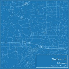 Blueprint US city map of Colcord, Oklahoma.