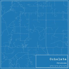 Blueprint US city map of Ochelata, Oklahoma.