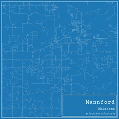 Blueprint US city map of Mannford, Oklahoma.