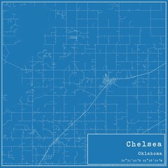 Blueprint US city map of Chelsea, Oklahoma.