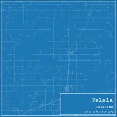Blueprint US city map of Talala, Oklahoma.