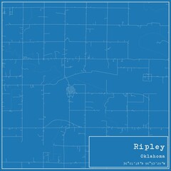 Blueprint US city map of Ripley, Oklahoma.