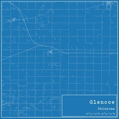 Blueprint US city map of Glencoe, Oklahoma.