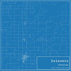 Blueprint US city map of Delaware, Oklahoma.