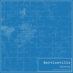 Blueprint US city map of Bartlesville, Oklahoma.