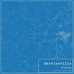 Blueprint US city map of Bartlesville, Oklahoma.