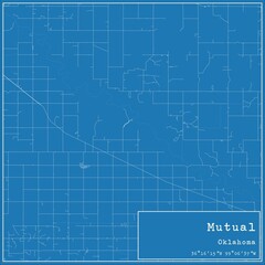 Blueprint US city map of Mutual, Oklahoma.