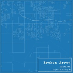 Blueprint US city map of Broken Arrow, Oklahoma.
