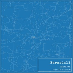 Blueprint US city map of Barnsdall, Oklahoma.