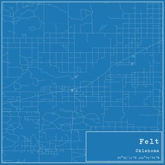 Blueprint US city map of Felt, Oklahoma.