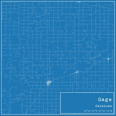 Blueprint US city map of Gage, Oklahoma.