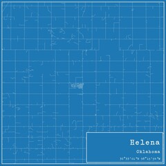 Fototapeta premium Blueprint US city map of Helena, Oklahoma.