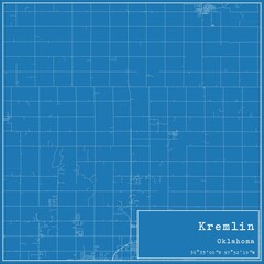 Blueprint US city map of Kremlin, Oklahoma.