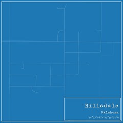 Fototapeta premium Blueprint US city map of Hillsdale, Oklahoma.