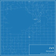 Blueprint US city map of Jet, Oklahoma.