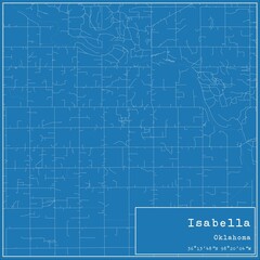 Blueprint US city map of Isabella, Oklahoma.