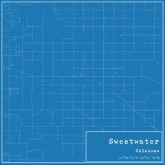 Blueprint US city map of Sweetwater, Oklahoma.