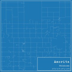 Blueprint US city map of Amorita, Oklahoma.