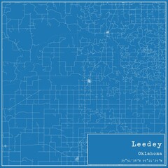 Blueprint US city map of Leedey, Oklahoma.