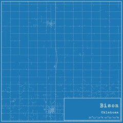 Blueprint US city map of Bison, Oklahoma.