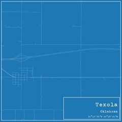 Blueprint US city map of Texola, Oklahoma.