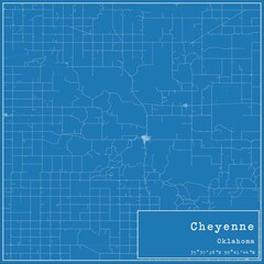Blueprint US city map of Cheyenne, Oklahoma.