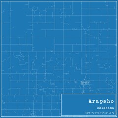 Fototapeta premium Blueprint US city map of Arapaho, Oklahoma.