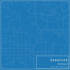 Blueprint US city map of Crawford, Oklahoma.