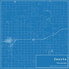 Blueprint US city map of Canute, Oklahoma.