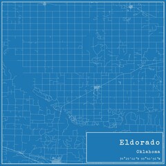 Blueprint US city map of Eldorado, Oklahoma.