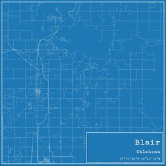 Blueprint US city map of Blair, Oklahoma.