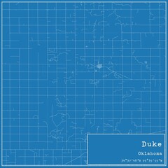 Blueprint US city map of Duke, Oklahoma.