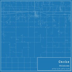 Blueprint US city map of Cache, Oklahoma.