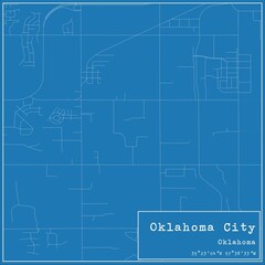 Blueprint US city map of Oklahoma City, Oklahoma.