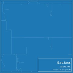 Blueprint US city map of Graham, Oklahoma.
