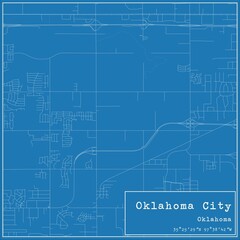 Naklejka premium Blueprint US city map of Oklahoma City, Oklahoma.