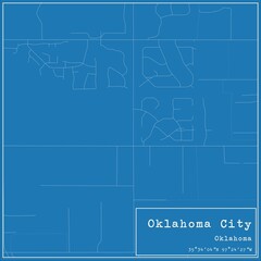 Blueprint US city map of Oklahoma City, Oklahoma.