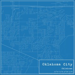 Blueprint US city map of Oklahoma City, Oklahoma.