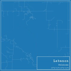 Blueprint US city map of Lebanon, Oklahoma.
