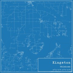 Blueprint US city map of Kingston, Oklahoma.