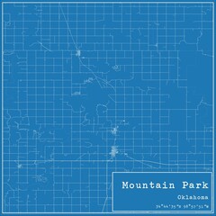 Blueprint US city map of Mountain Park, Oklahoma.