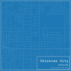 Blueprint US city map of Oklahoma City, Oklahoma.