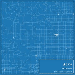 Blueprint US city map of Alva, Oklahoma.
