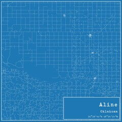 Fototapeta premium Blueprint US city map of Aline, Oklahoma.